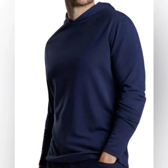 Peter Millar Navy Blue Excursionist Flex Vantage Hoodie MS24XK77 Merino Wool - Picture 3 of 4